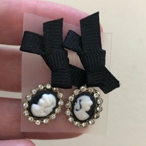 H&M cameo and bow earrings